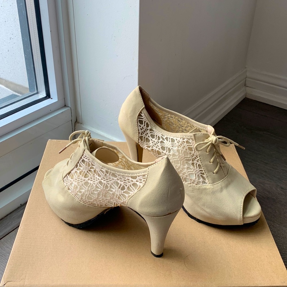 Beige Lacey High Heels